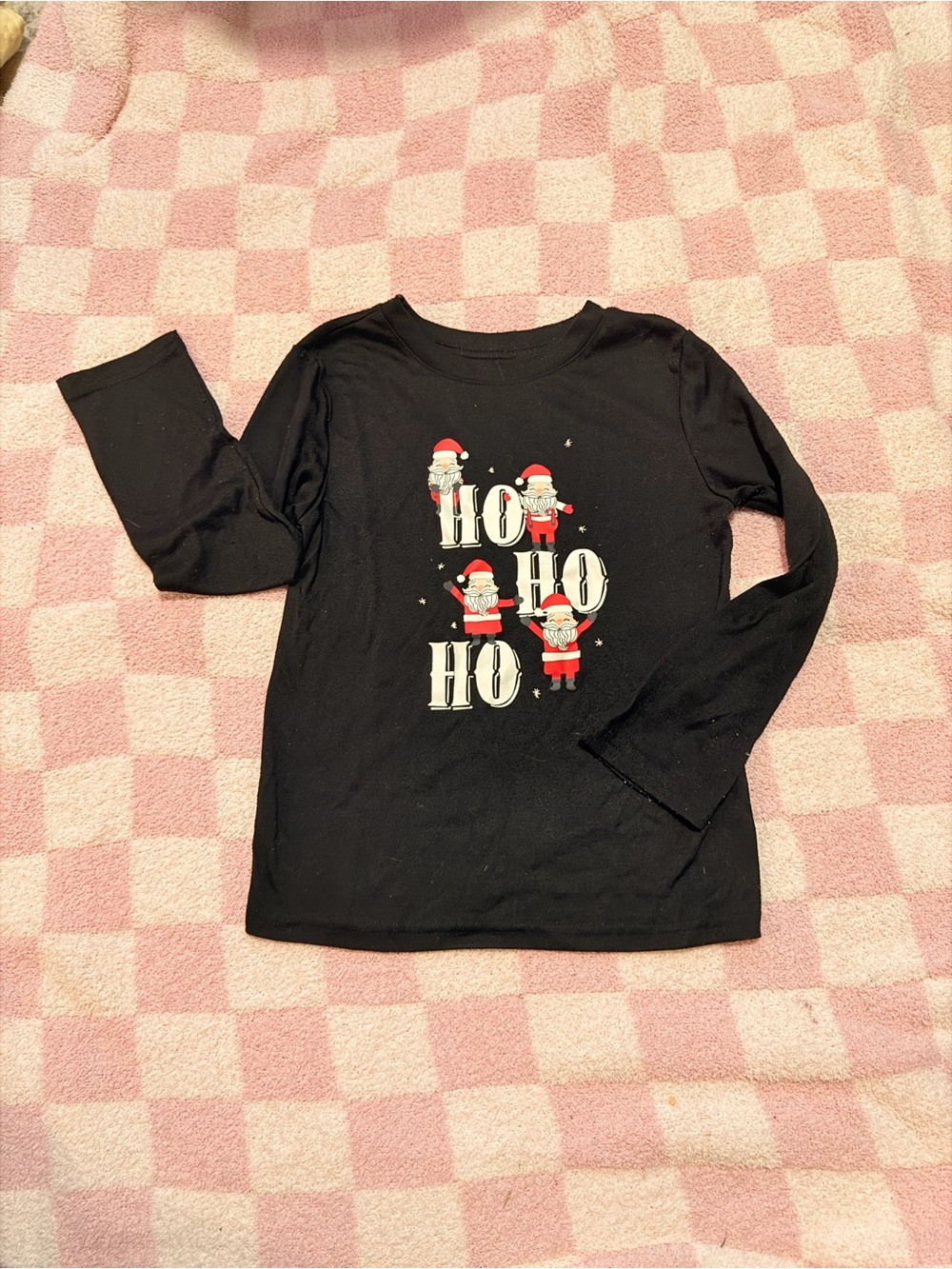 Kids Black 'Ho Ho Ho' Long-Sleeve Holiday Pajama Top